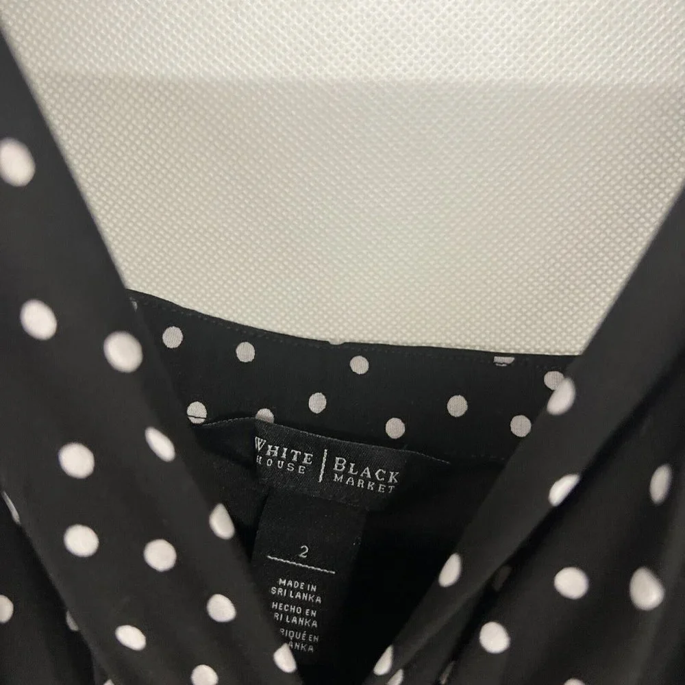 RETRO White House Black Market Sleeveless Black White Polka Dot Dress size 2 XS - Picture 4 of 5